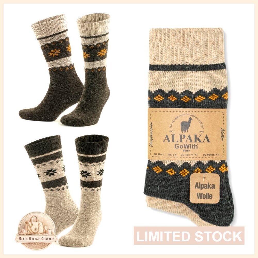 Alpaca Merino Wool Socks Warm Cozy Crew Thermal Boot Fit Unisex Classic